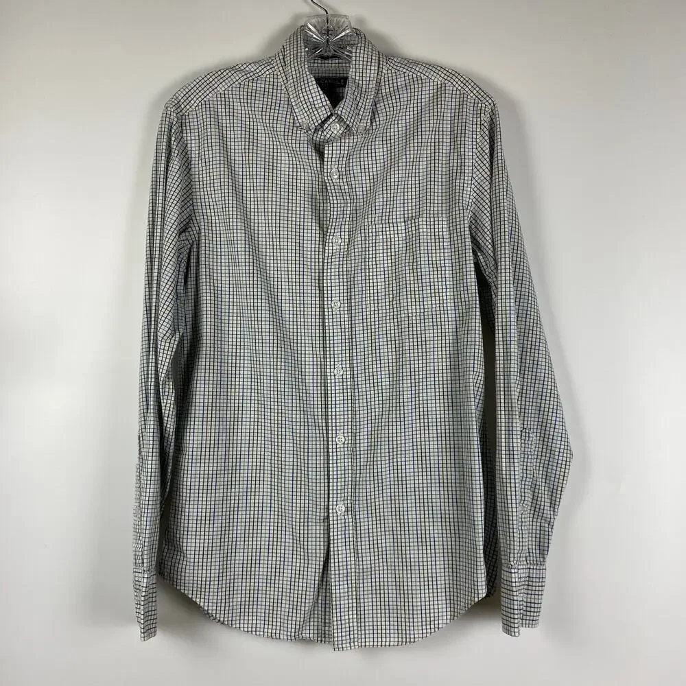 J Crew Mercantile Flex Slim Button Down Plaid Multicolor Shirt Mens Size Small
